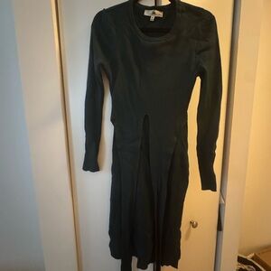 Adelyn Rae Dark Green Ribbed Long Sleeve Midi Dress